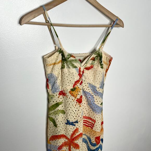 Farm Rio Womens Copacabana Cover Up XS Cream Tropical Print Beach Resort Wear - Picture 7 of 14